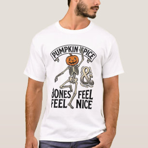 Pumpkin Spice Skeleton Vintage Halloween Dance Shi T-Shirt