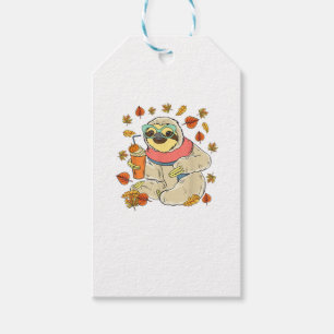 Pumpkin Spice Sloth Fall Leaves Thanksgiving Autum Gift Tags