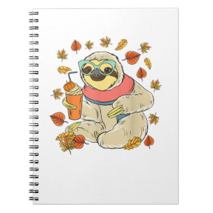 Pumpkin Spice Sloth Fall Leaves Thanksgiving Autum Notebook