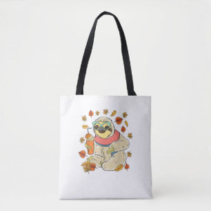 Pumpkin Spice Sloth Fall Leaves Thanksgiving Autum Tote Bag