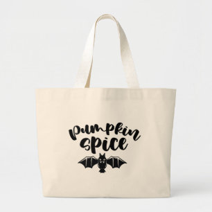 Pumpkin Spice - Spooky Halloween Bat Large Tote Bag
