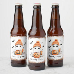 Pumpkin Spice Spooky Vibes Personalised Beer Bottle Label