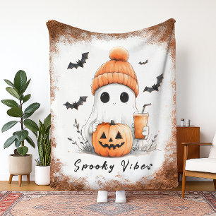 Pumpkin Spice Spooky Vibes Personalised Fleece Blanket
