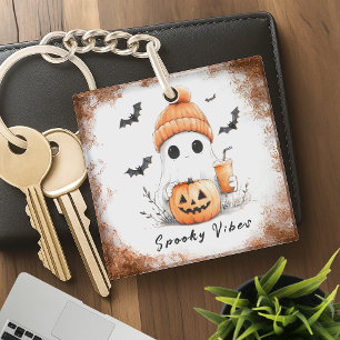 Pumpkin Spice Spooky Vibes Personalised Key Ring