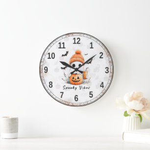 Pumpkin Spice Spooky Vibes Personalised Large Clock