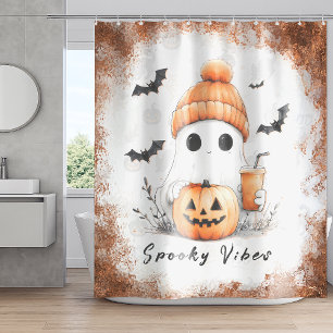 Pumpkin Spice Spooky Vibes Personalised Shower Curtain