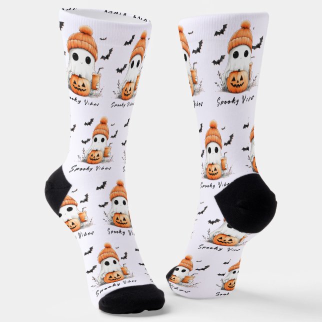 Pumpkin Spice Spooky Vibes Personalised Socks (Angled)