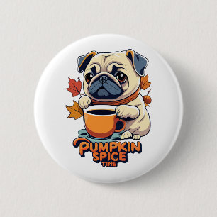 Pumpkin Spice Time Dog Dad Mum Halloween Cute Gift 6 Cm Round Badge