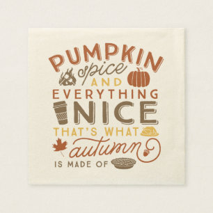 Pumpkin Spice Typographic Autumn Cocktail Napkin