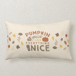Pumpkin Spice Typographic Autumn Home Decor Lumbar Cushion
