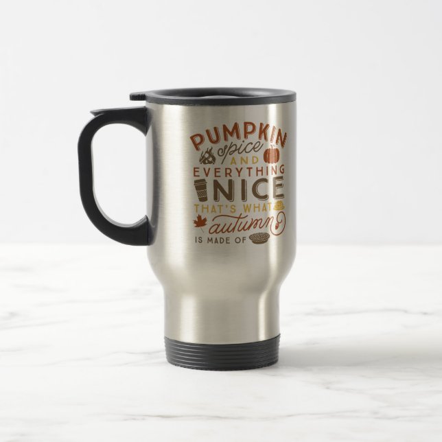 Pumpkin Spice Typographic Autumn Travel Coffee Mug (Left)