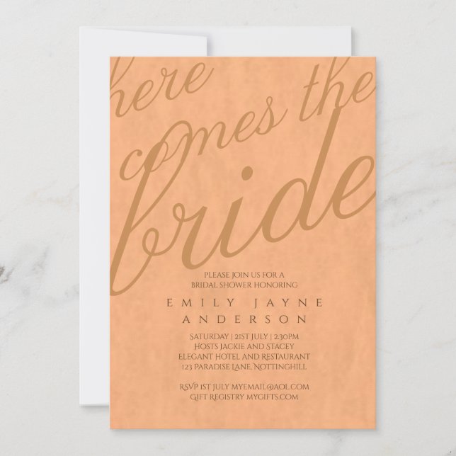 Pumpkin Spice Typography Bridal Shower Modern Invitation (Front)