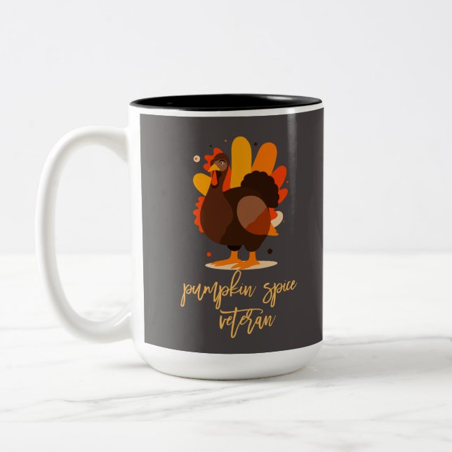 Pumpkin Spice Veteran Thanksgiving Two-Tone Coffee Mug (Left)