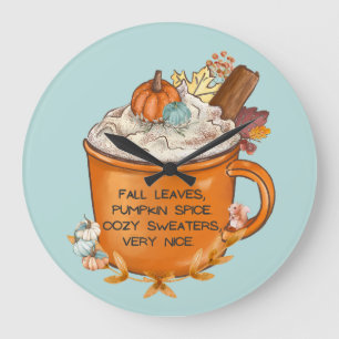 Pumpkin Spice Vibes  Large Clock