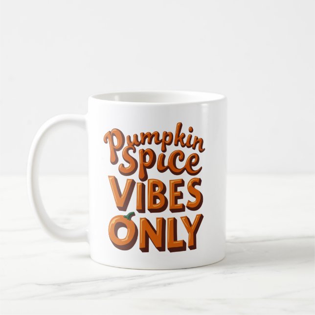 Pumpkin Spice Vibes Only – Retro 70s Groovy Coffee Mug (Left)