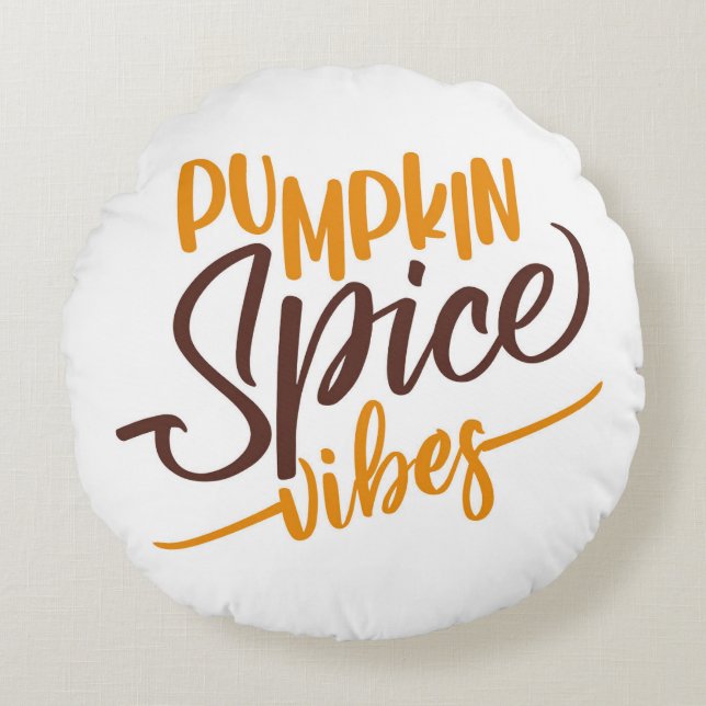 Pumpkin Spice Vibes Round Cushion (Front)