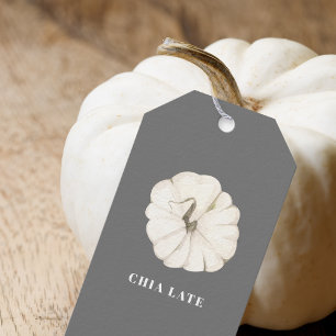 Pumpkin Spice Watercolor Pumpkin  White & Grey Gift Tags