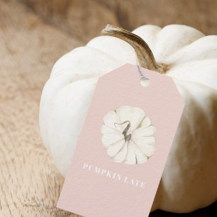 Pumpkin Spice Watercolor Pumpkin  White & Pink Gift Tags