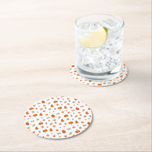 Pumpkin Spice Watercolor Round Paper Coaster