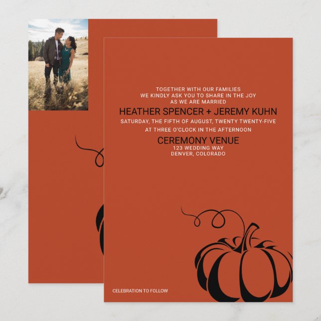 Pumpkin Spice Wedding Invitation (Front/Back)