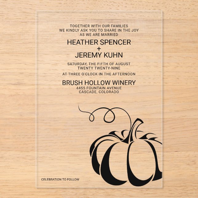 Pumpkin Spice Wedding Invitation (Front)