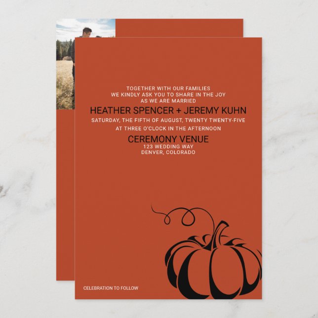 Pumpkin Spice Wedding Invitation with QR Code (Front/Back)