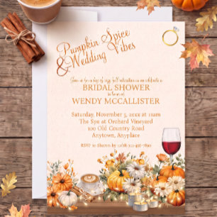 Pumpkin Spice & Wedding Vibes Bridal Shower Invitation