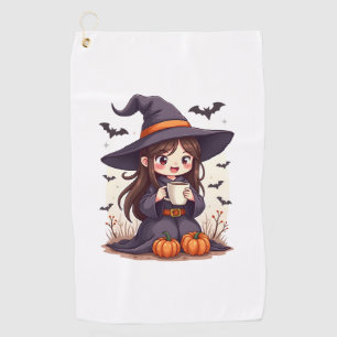 Pumpkin Spice Witch � Cute Halloween Coffee Shirt Golf Towel