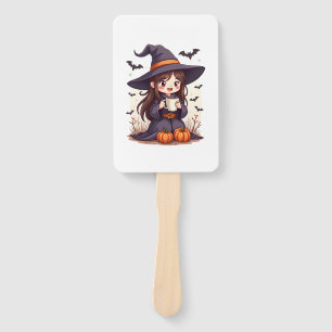 Pumpkin Spice Witch � Cute Halloween Coffee Shirt Hand Fan