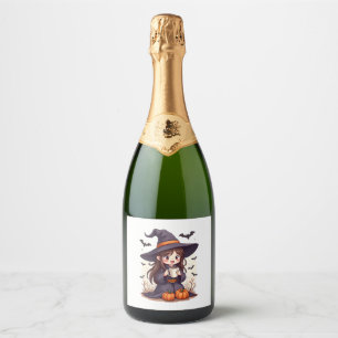 Pumpkin Spice Witch – Cute Halloween Coffee Shirt Sparkling Wine Label