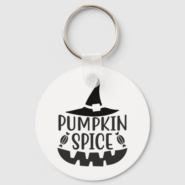 Pumpkin Spice with a Jack-O-Lantern Witch Key Ring (Front)