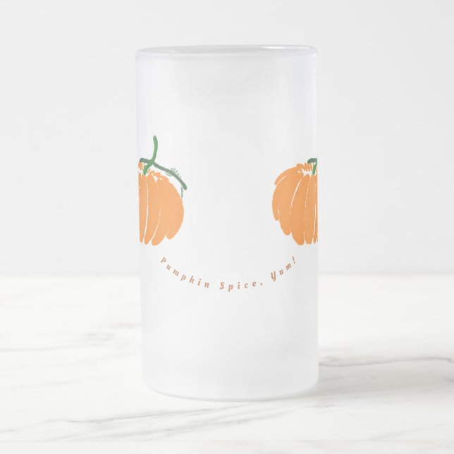 Pumpkin Spice, Yum! Frosted Glass Beer Mug (Center)