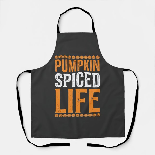 Pumpkin Spiced Life Halloween Typography Design_1 Apron (Front)