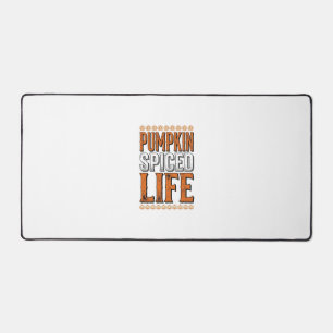 Pumpkin Spiced Life Vintage Halloween Typography D Desk Mat
