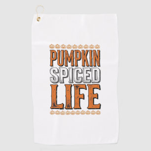 Pumpkin Spiced Life Vintage Halloween Typography D Golf Towel