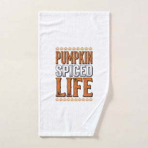 Pumpkin Spiced Life Vintage Halloween Typography D Hand Towel