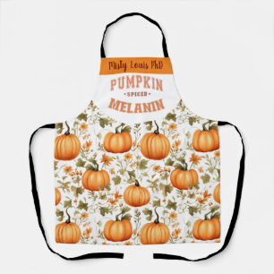 Pumpkin Spiced Melanin Fall Leaves name Apron