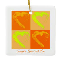 Pumpkin Spiced with Love Hearts Car Ornament