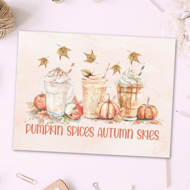 Pumpkin Spices Fall Autumn Drink Funny Quote Postcard (In situ)