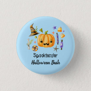Pumpkin Spooktacular Halloween Bash Party Blue 3 Cm Round Badge