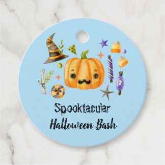 Pumpkin Spooktacular Halloween Bash Party Blue Favour Tags
