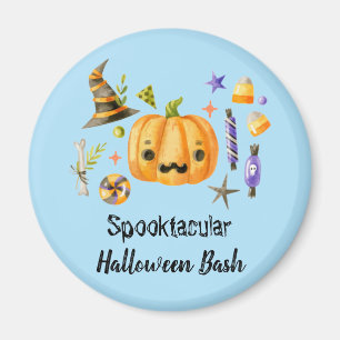 Pumpkin Spooktacular Halloween Bash Party Blue Magnet