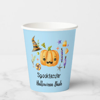Pumpkin Spooktacular Halloween Bash Party Blue Paper Cups