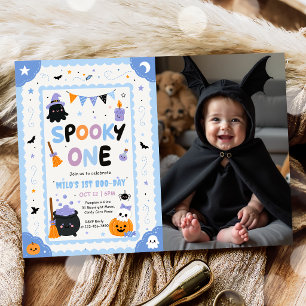 Pumpkin Spooky One Halloween Birthday Party Photo Invitation