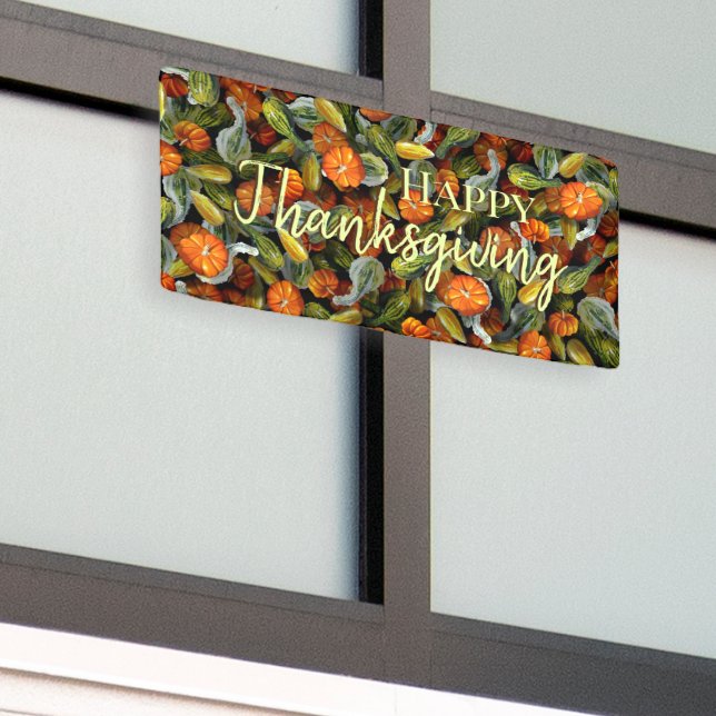 Pumpkin, Squash Autumn Harvest Banner (Outside Building)