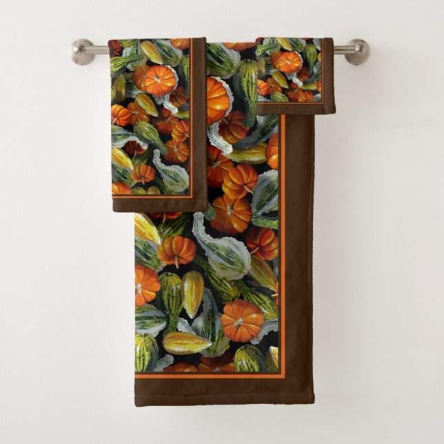 Pumpkin, Squash Autumn Harvest Bath Towels (Insitu)