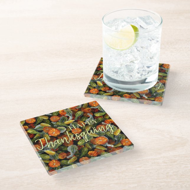 Pumpkin, Squash Autumn Harvest Coasters (Angled)