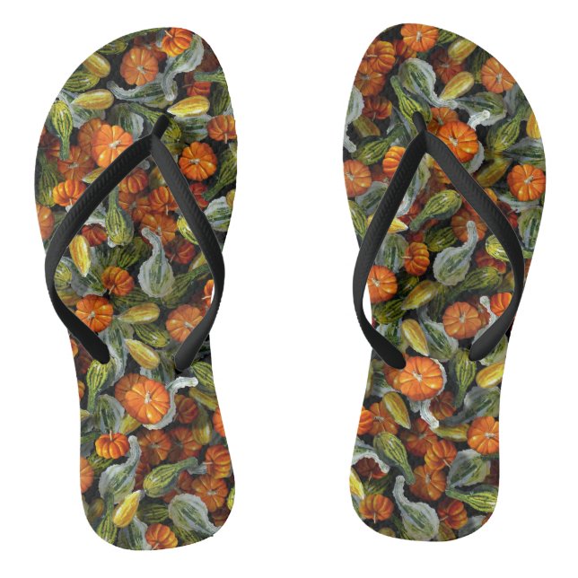 Pumpkin, Squash Autumn Harvest Flip Flops (Footbed)