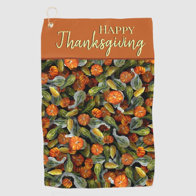 Pumpkin, Squash Autumn Harvest Golf Towel (Front)