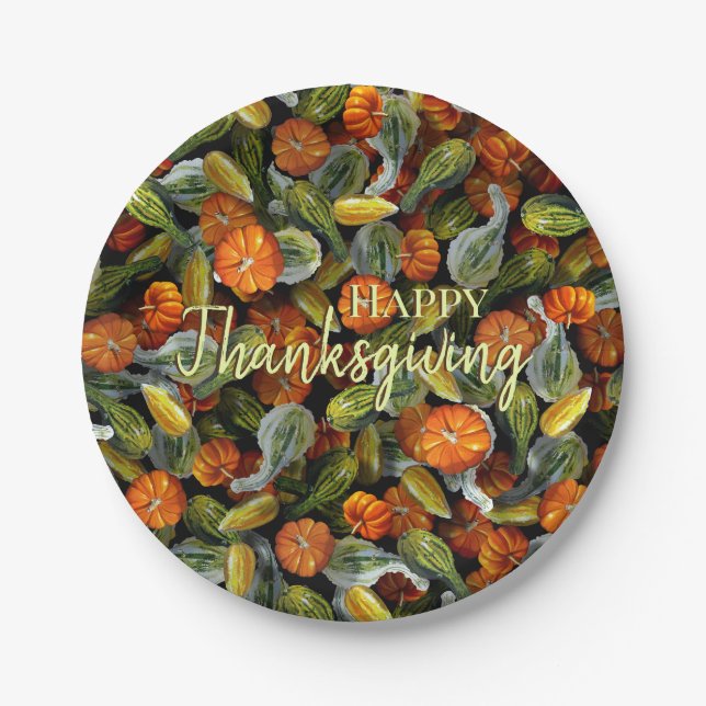 Pumpkin, Squash Autumn Harvest Paper Plate (Front)